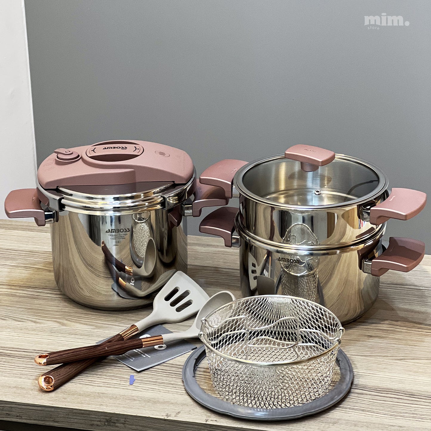 Amboss Cocotte 9 pcs en Inox inoxydable 18/10 طنجرة ضغط 9 قطع مصنوعة من الفولاذ المقاوم للصدأ 🇹🇷🇹🇷