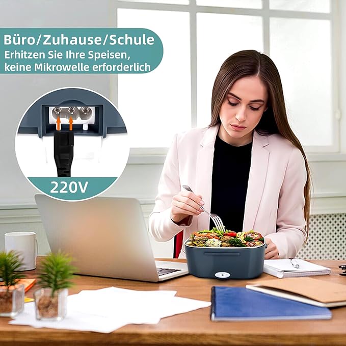 حافظة الطعام الكهربائية محمولة 1.5 لتر 40 واط من الفولاذ المقاوم للصدأ 🍱 Lunch Box Electric 40W - 12V / 220 V en Acier inoxydable