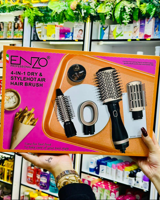 ENZO 4-in-1 Dry & Style Hot Air Hair Brush + Cadeaux🎁