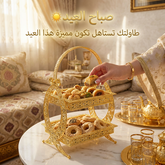 Porte-gâteaux 2 Etage Doré - luxe et Élégance 💛 حامل حلويات فاخر بلمسة ذهبية ✨