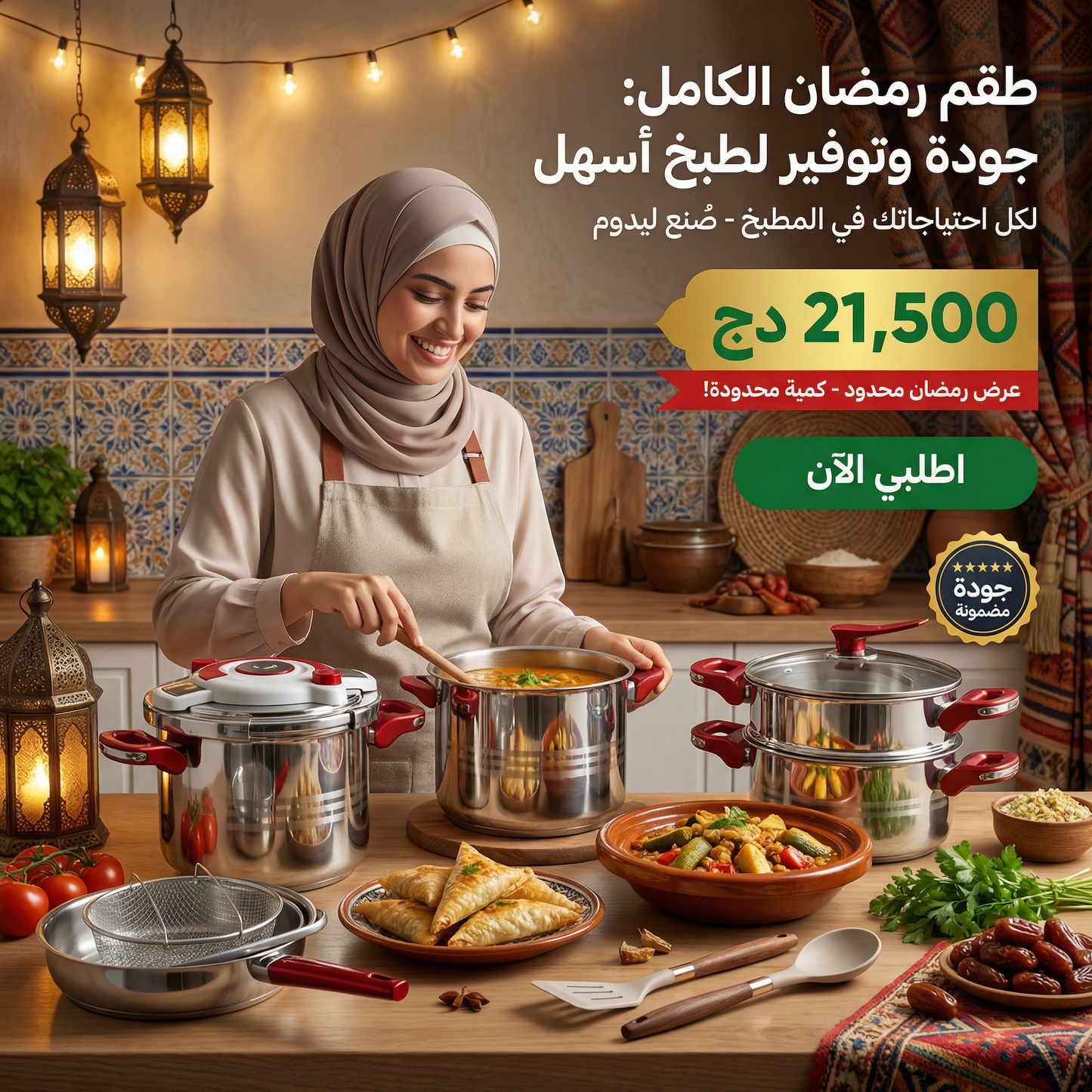 Série Cocotte 9 pcs + 2 Louche gratuit 🎁 en Inox inoxydable 18/10 طنجرة ضغط 9 قطع مصنوعة من الفولاذ المقاوم للصدأ