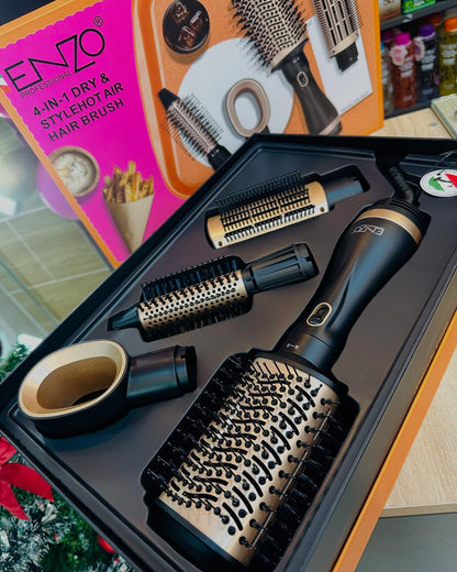 ENZO 4-in-1 Dry & Style Hot Air Hair Brush + Cadeaux🎁