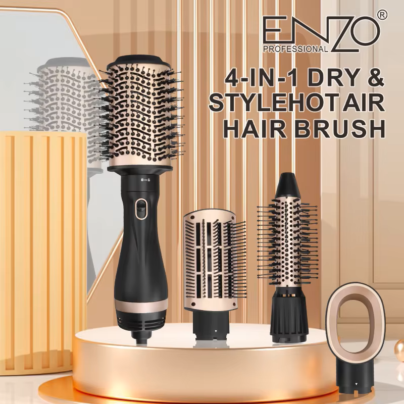 ENZO 4-in-1 Dry & Style Hot Air Hair Brush + Cadeaux🎁
