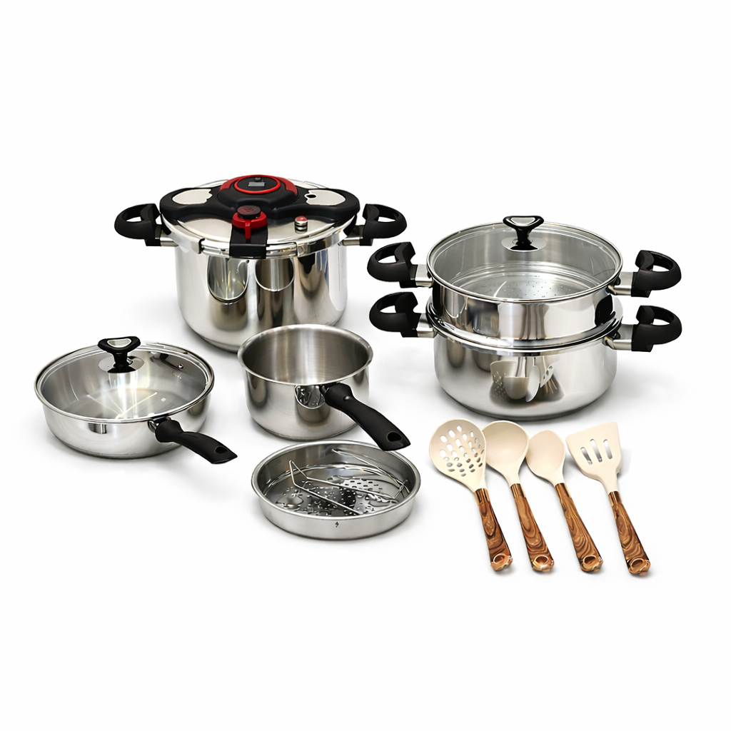 Série Cocotte 13 pcs en Inox inoxydable 18/10 طنجرة ضغط 13 قطعة مصنوعة من الاينوكس المقاوم للصدأ