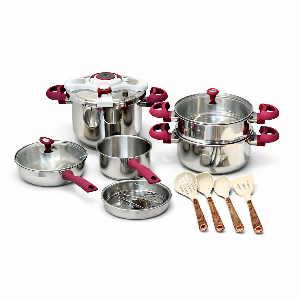 Série Cocotte 13 pcs en Inox inoxydable 18/10 طنجرة ضغط 13 قطعة مصنوعة من الاينوكس المقاوم للصدأ