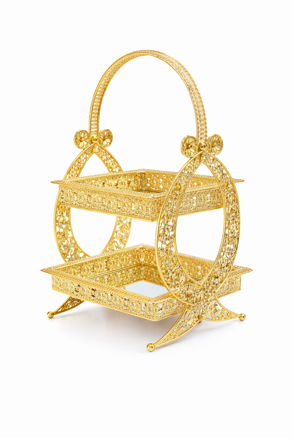 Porte-gâteaux 2 Etage Doré - luxe et Élégance 💛 حامل حلويات فاخر بلمسة ذهبية ✨