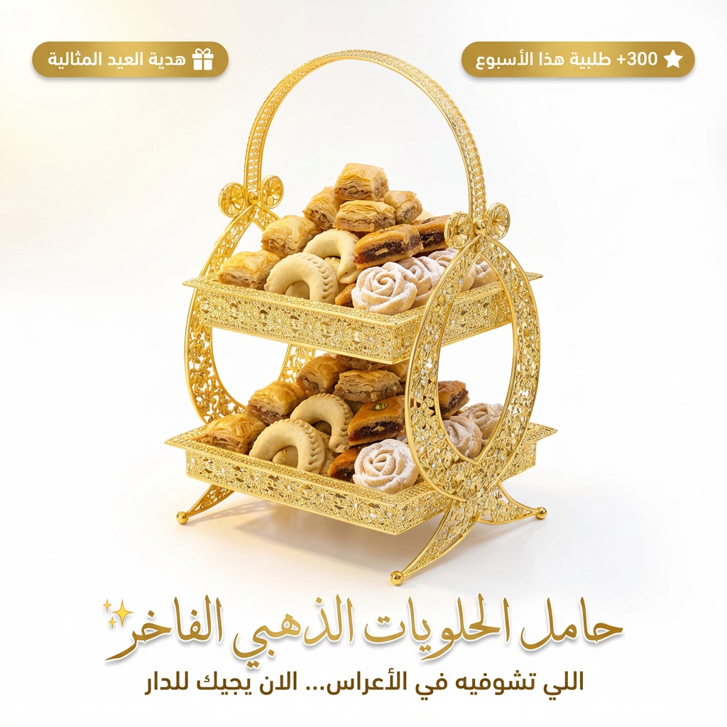 Porte-gâteaux 2 Etage Doré - luxe et Élégance 💛 حامل حلويات فاخر بلمسة ذهبية ✨