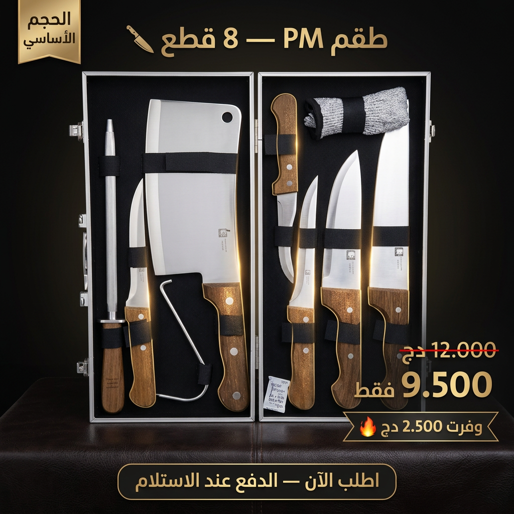 Valise des Couteaux en Bois High Carbon طقم سكاكين العيد 8 قطع و 12 قطعة مصنوعة من الفولاذ العالي الجودة